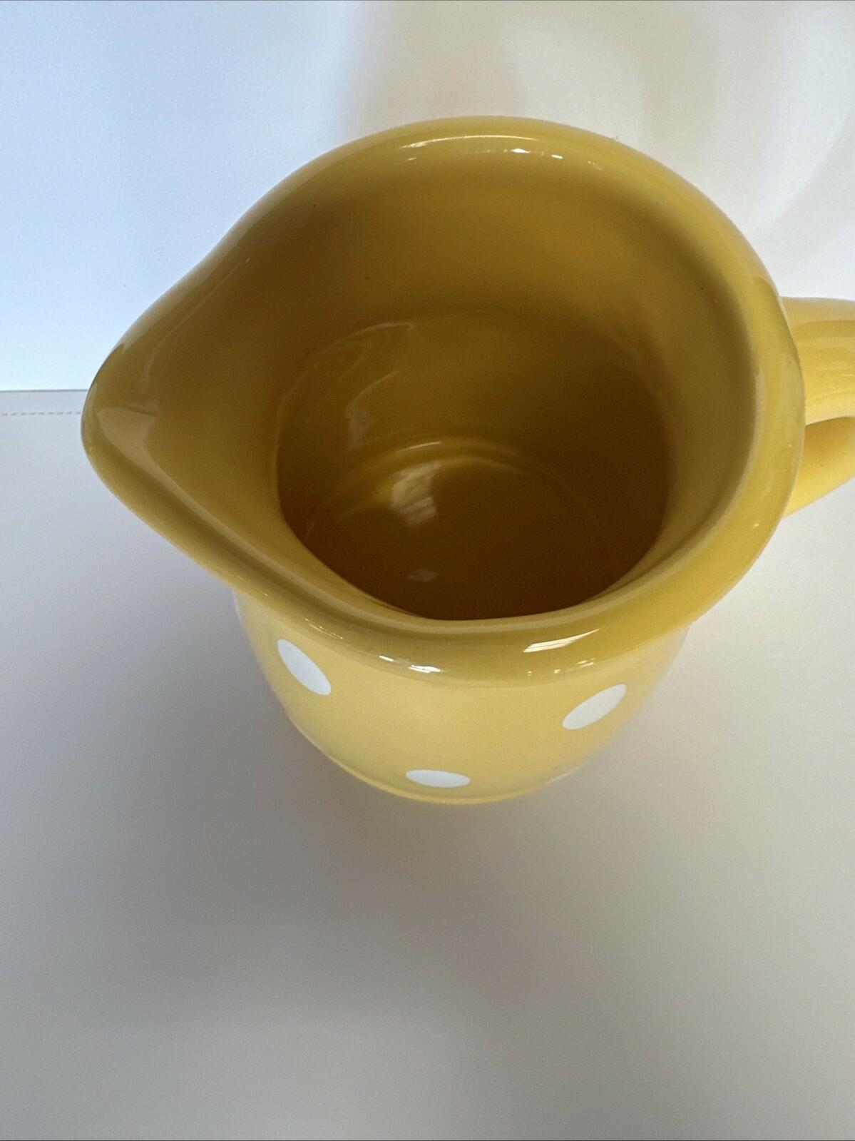 Terramoto Ceramic 5.125” Yellow Pitcher w/ Raised White Polka Dots