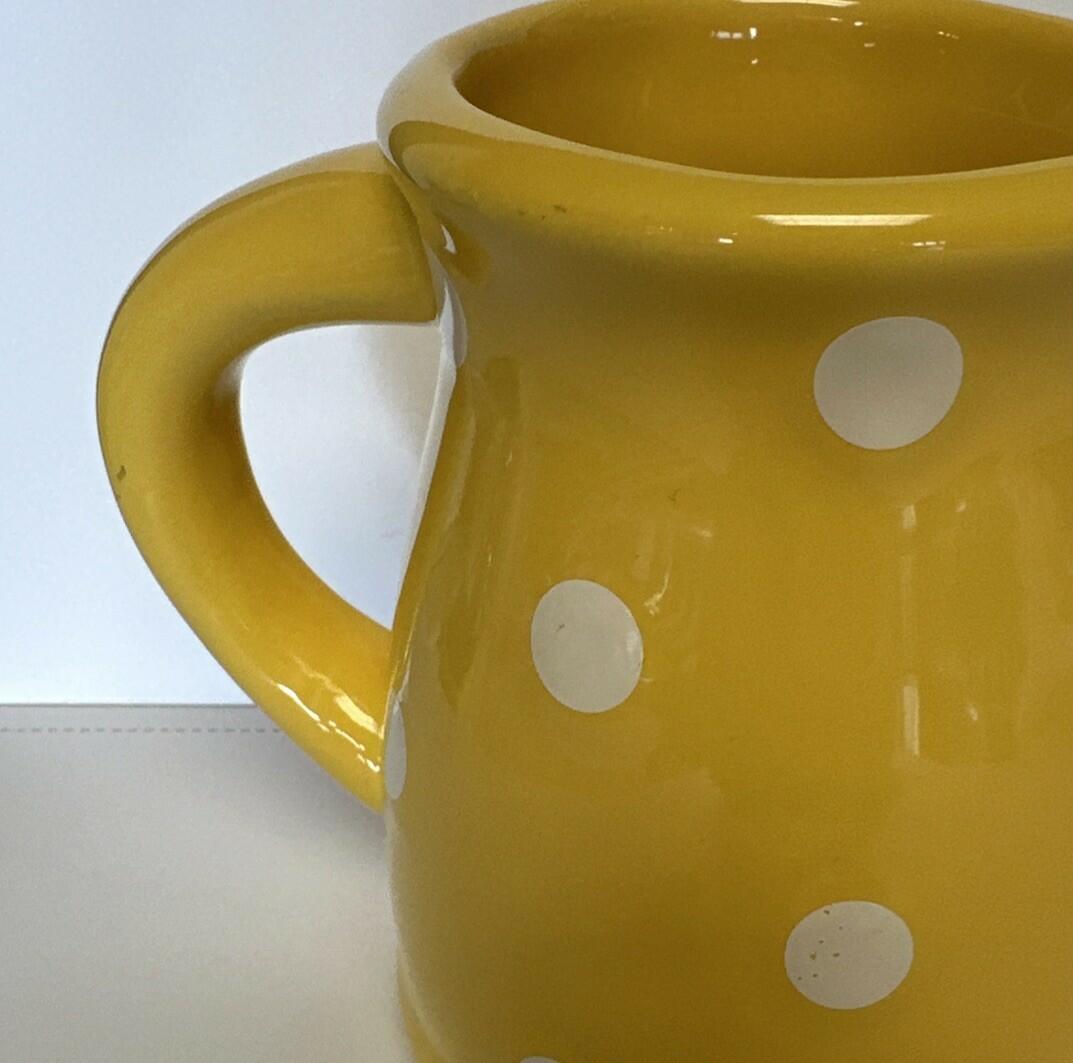 Terramoto Ceramic 5.125” Yellow Pitcher w/ Raised White Polka Dots