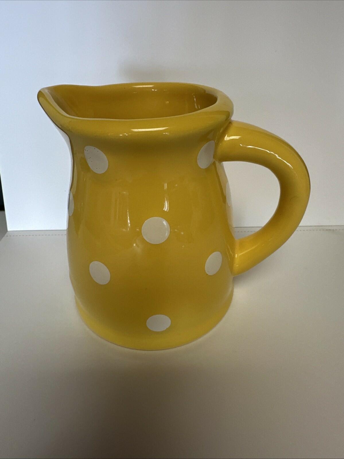 Terramoto Ceramic 5.125” Yellow Pitcher w/ Raised White Polka Dots