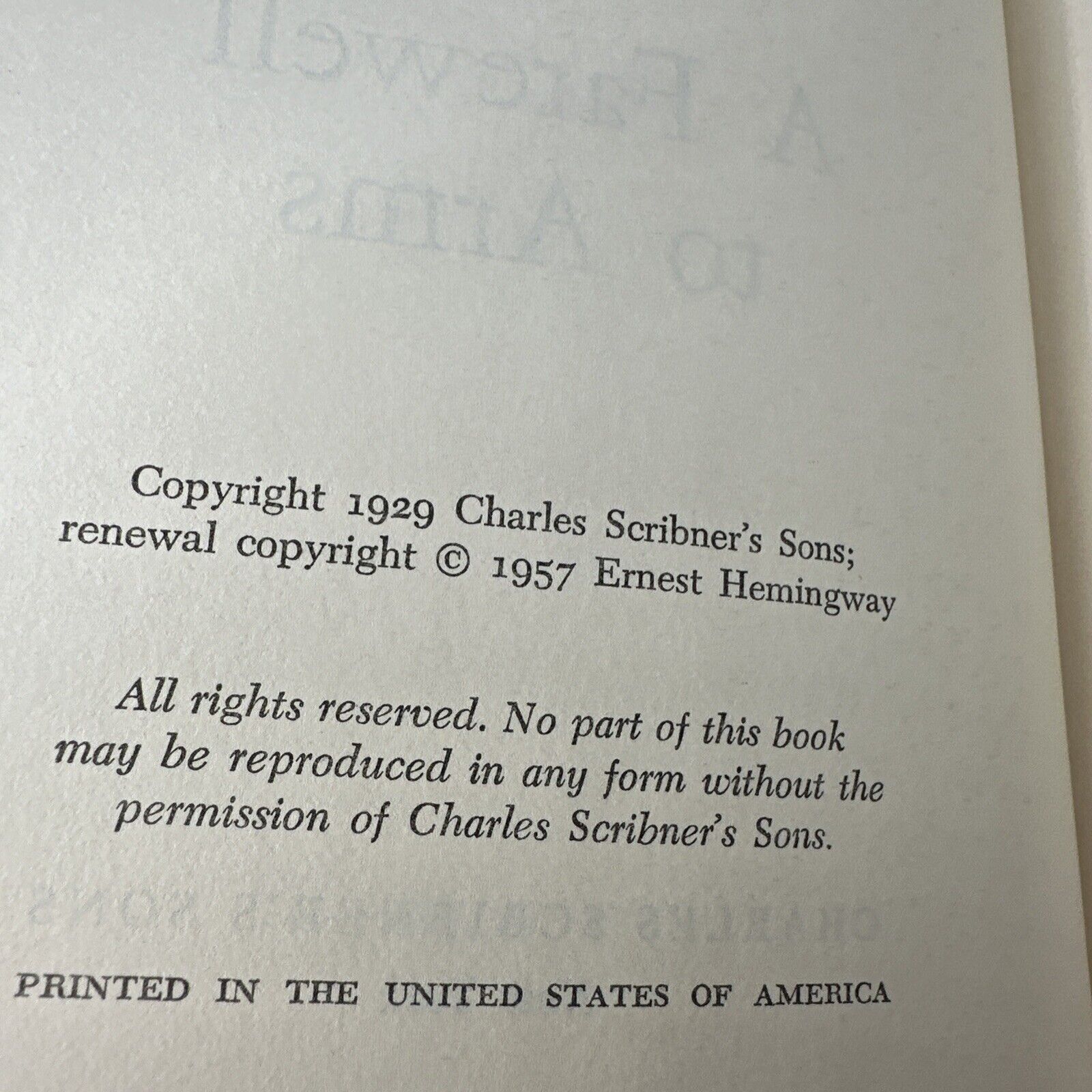 A Farewell to Arms by Ernest Hemingway Rare 1957 Hardcover Book