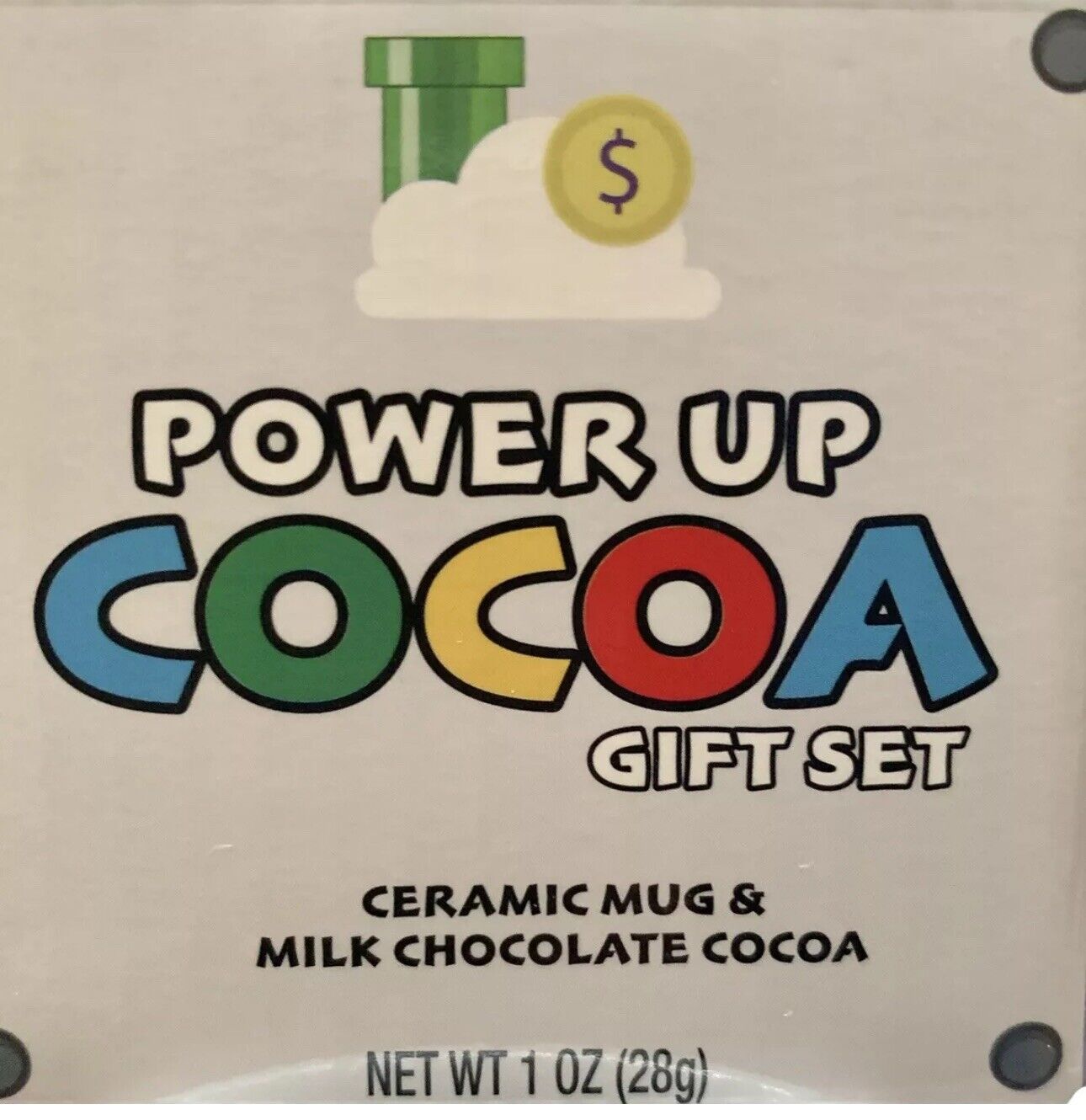 NEW Power up Purple Mushroom SUPER MARIO 12oz Ceramic Mug & Hot Cocoa Gift Set