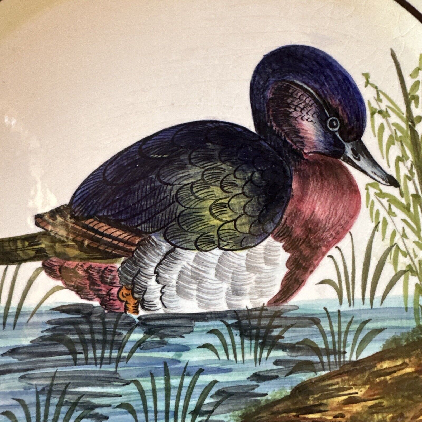 Set of 2 Vintage Italian Hand Painted Duck Wall Hanging Plate HOLSTEIN DURHAN