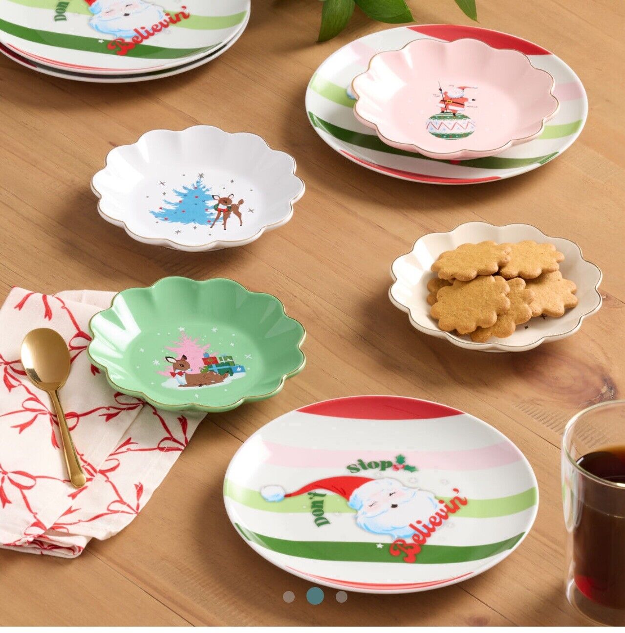 ONE Merry Kitschmas Striped Santa Porcelain Salad Plate WORLD MARKET 2 Available