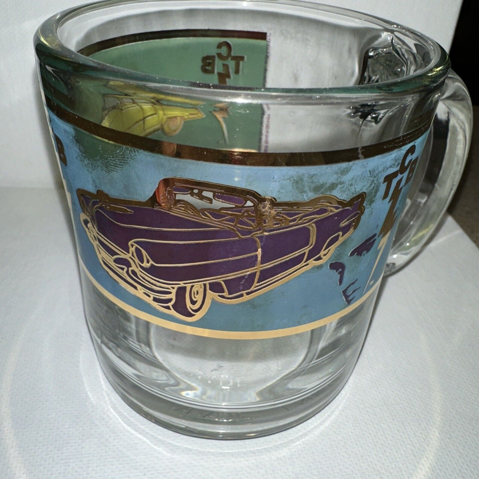 ELVIS PRESLEY GLASS MUG TCM WITH HOLOGRAM LABELS COLLECTIBLE  VINTAGE