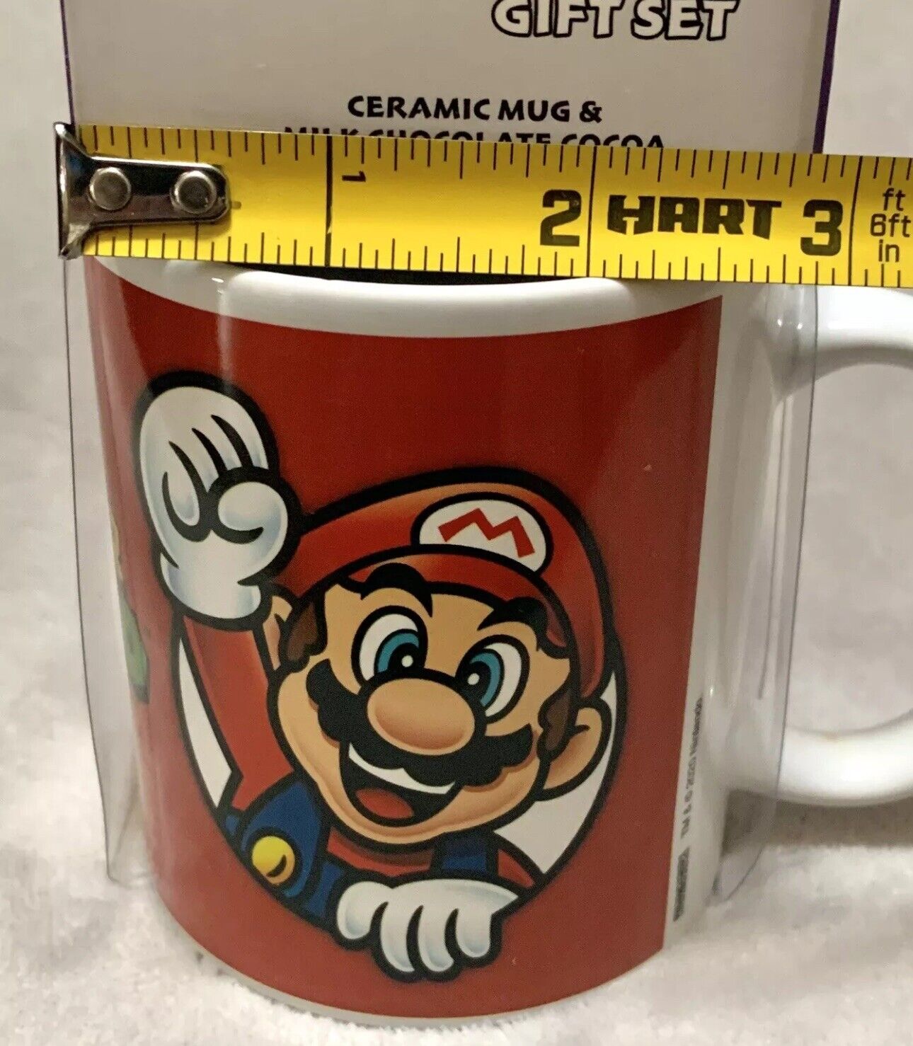 NEW Power up Purple Mushroom SUPER MARIO 12oz Ceramic Mug & Hot Cocoa Gift Set