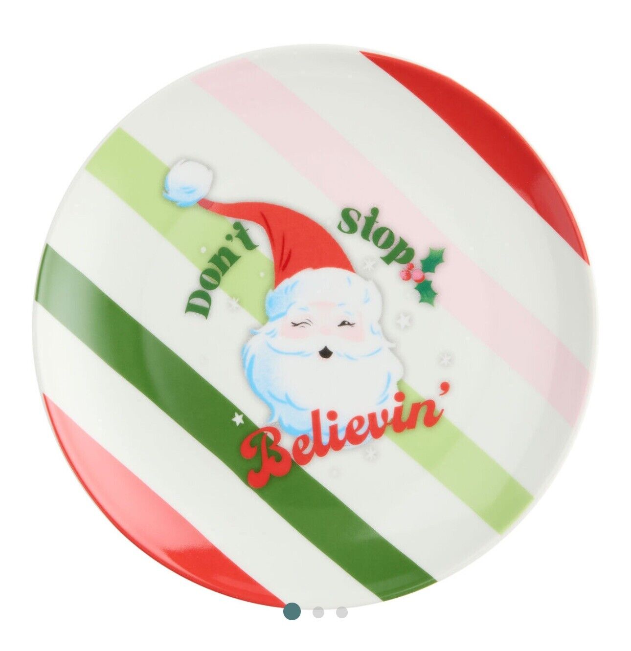 ONE Merry Kitschmas Striped Santa Porcelain Salad Plate WORLD MARKET 2 Available