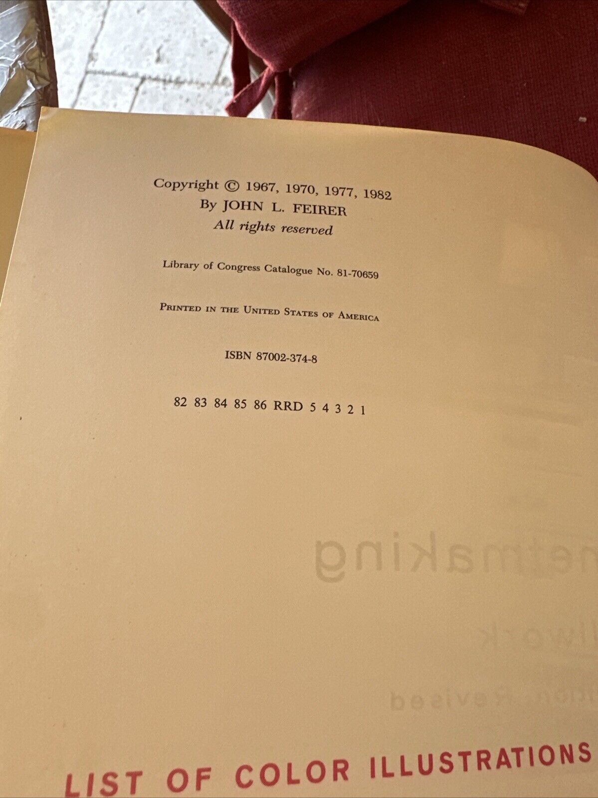 Cabinetmaking and Millwork by John L Feirer HC 1982 Second Edition