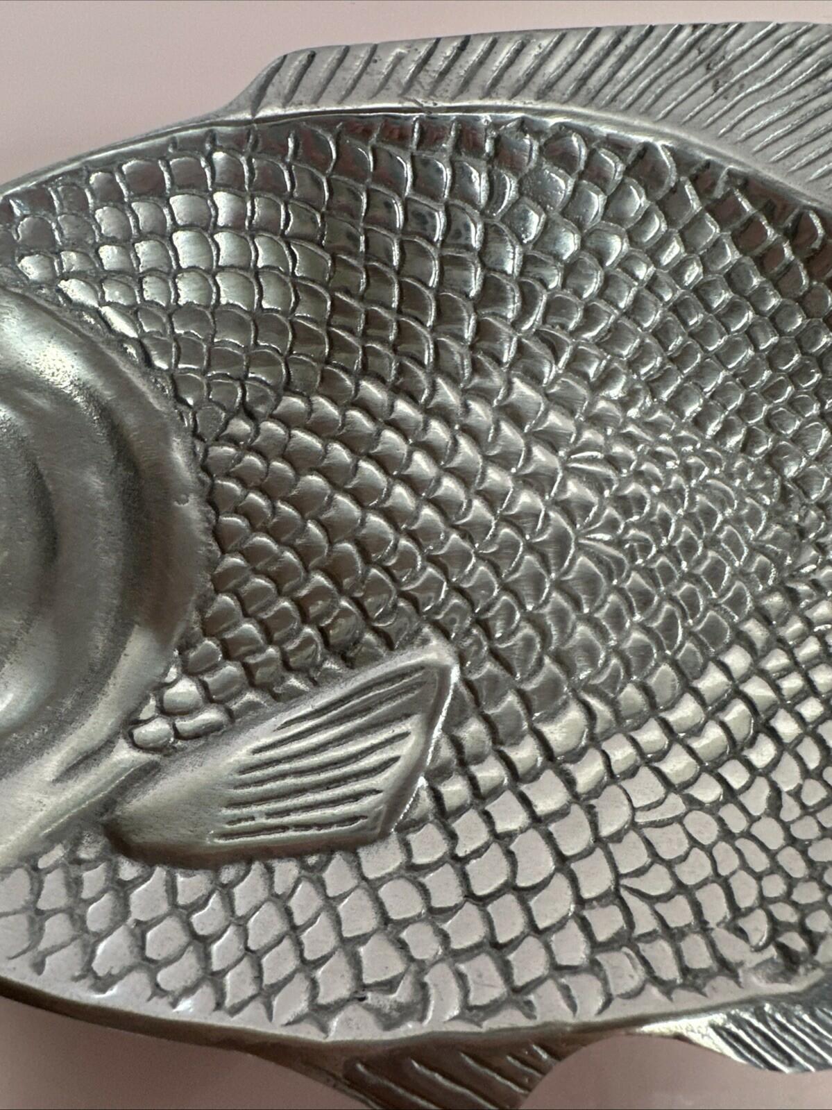 MCM Pewter Fish Shaped Serving Tray Dish Platter 11” Mexico