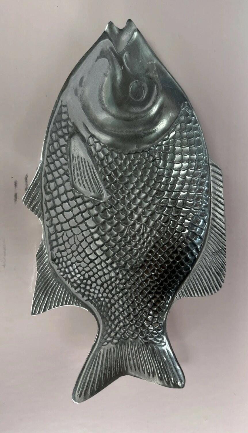 MCM Pewter Fish Shaped Serving Tray Dish Platter 11” Mexico