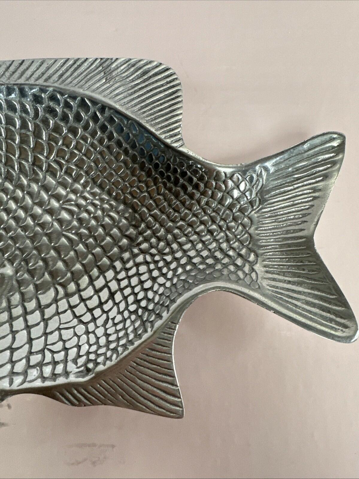 MCM Pewter Fish Shaped Serving Tray Dish Platter 11” Mexico