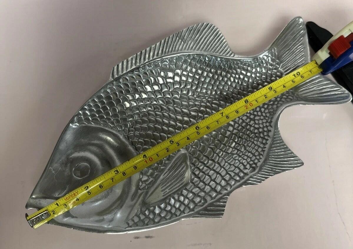 MCM Pewter Fish Shaped Serving Tray Dish Platter 11” Mexico