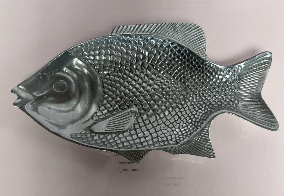 MCM Pewter Fish Shaped Serving Tray Dish Platter 11” Mexico