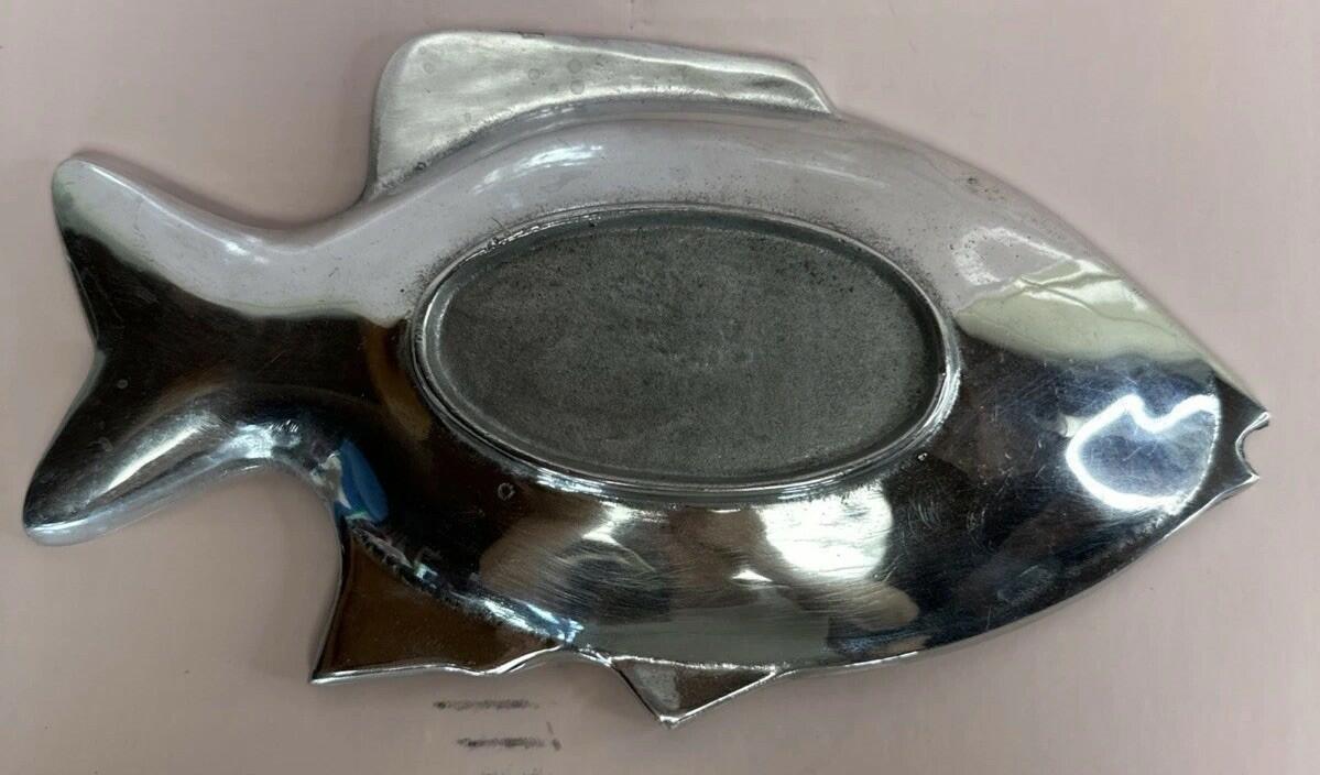 MCM Pewter Fish Shaped Serving Tray Dish Platter 11” Mexico