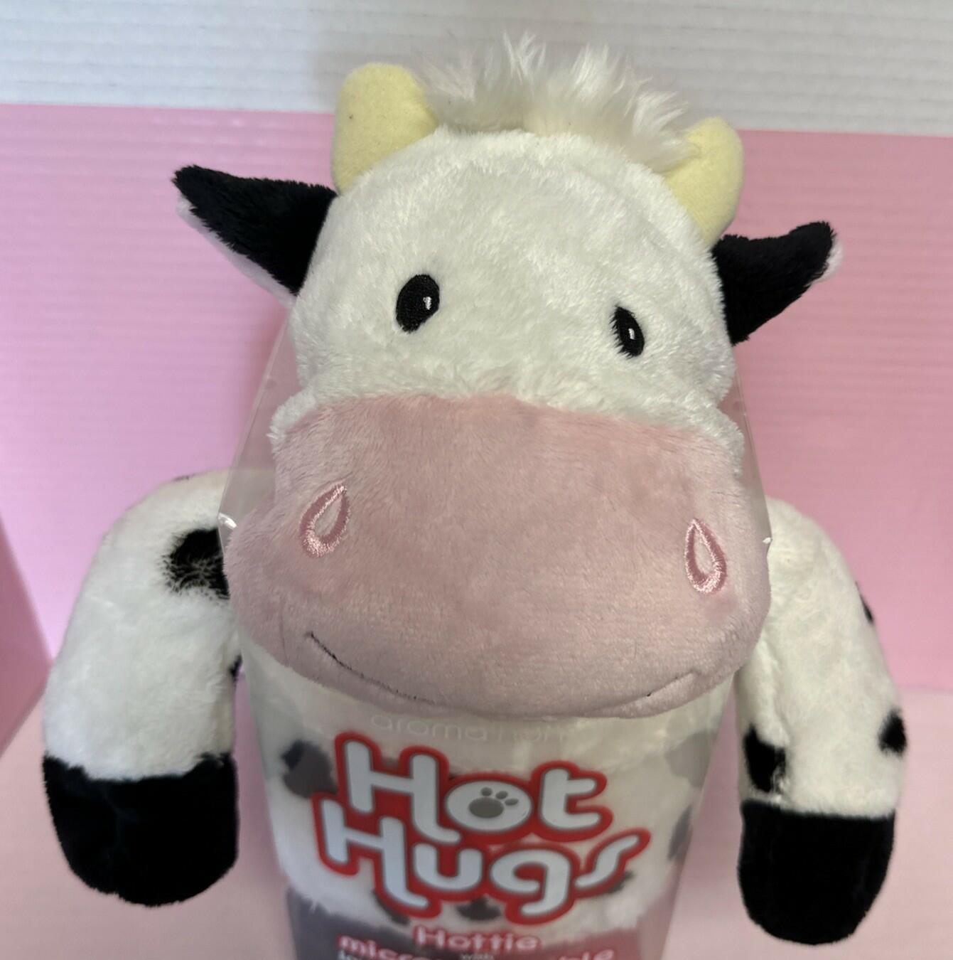 Aroma Home Hot Hugs Microwavable Plush Stuffed Black White Cow Lavender Scented