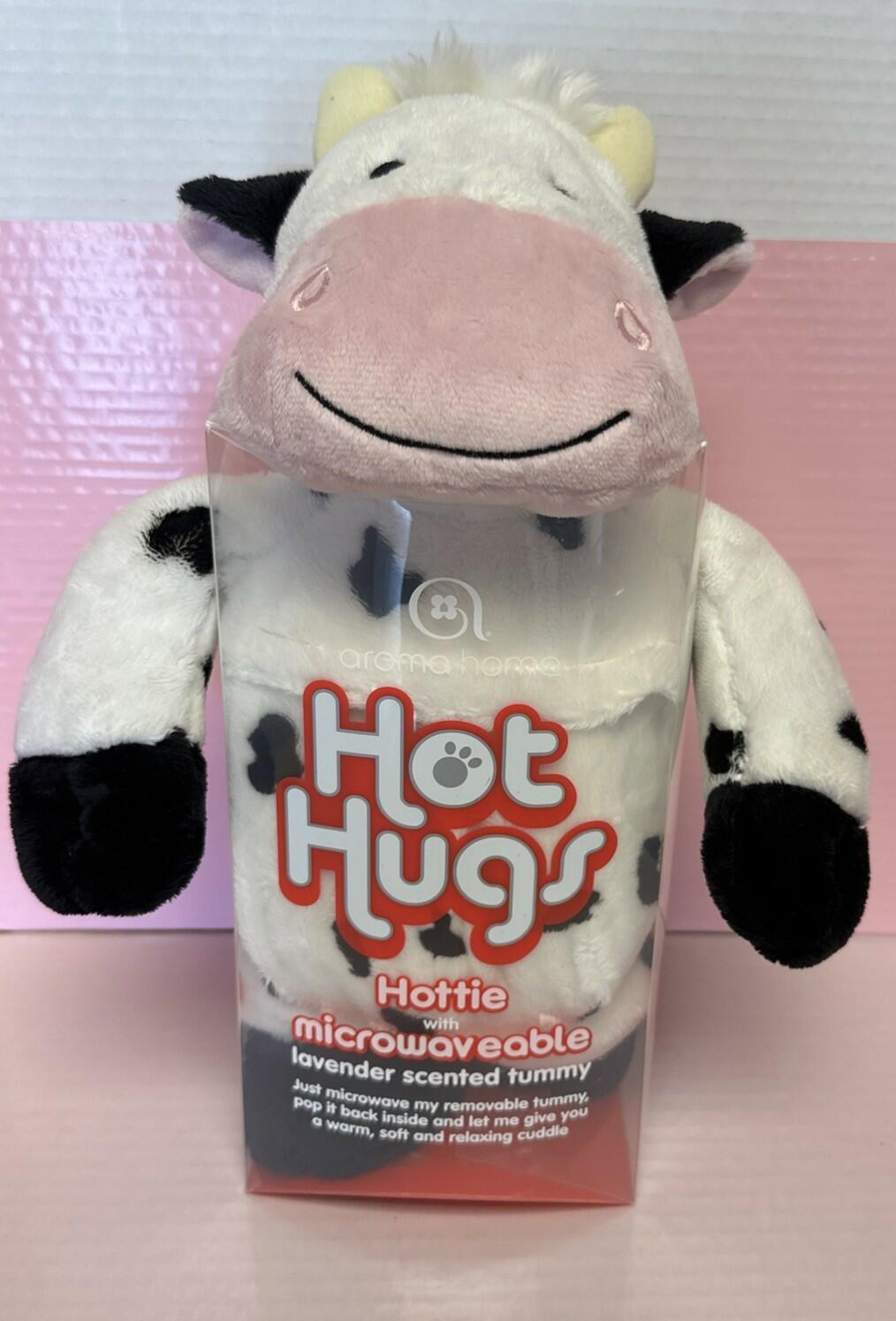 Aroma Home Hot Hugs Microwavable Plush Stuffed Black White Cow Lavender Scented