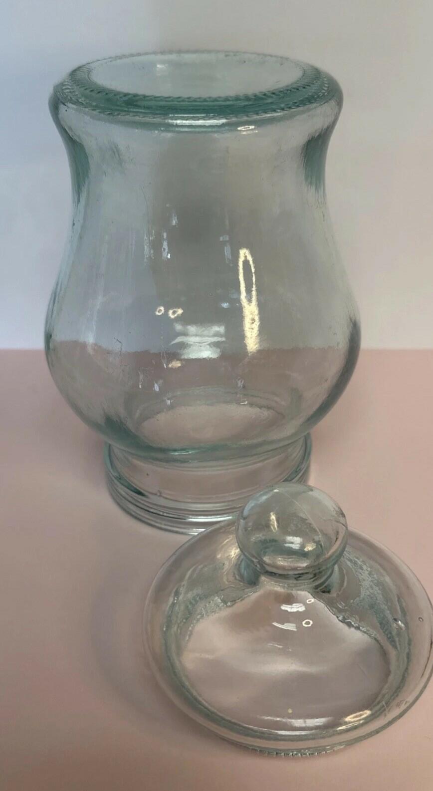 Vintage Italian Clear Green Glass Cookie Candy Jar Made In Italy SVE A 9” Tall
